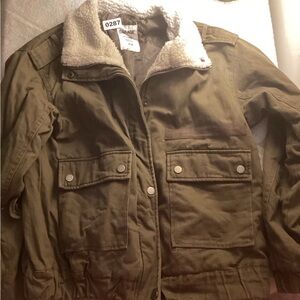 Garage Olive Jacket with Sherpa Lining